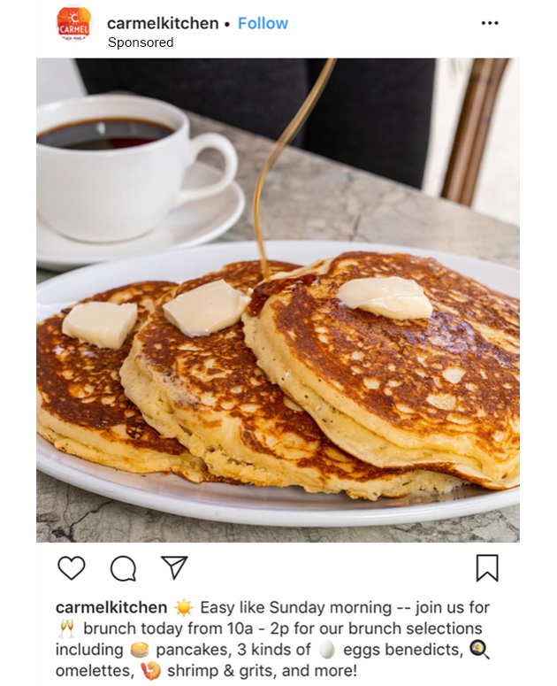 screenshot of Carmel Kitchen Instagram post